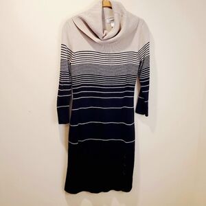 Dressbarn sweater stripes casual  dress 3/4 sleeves size S